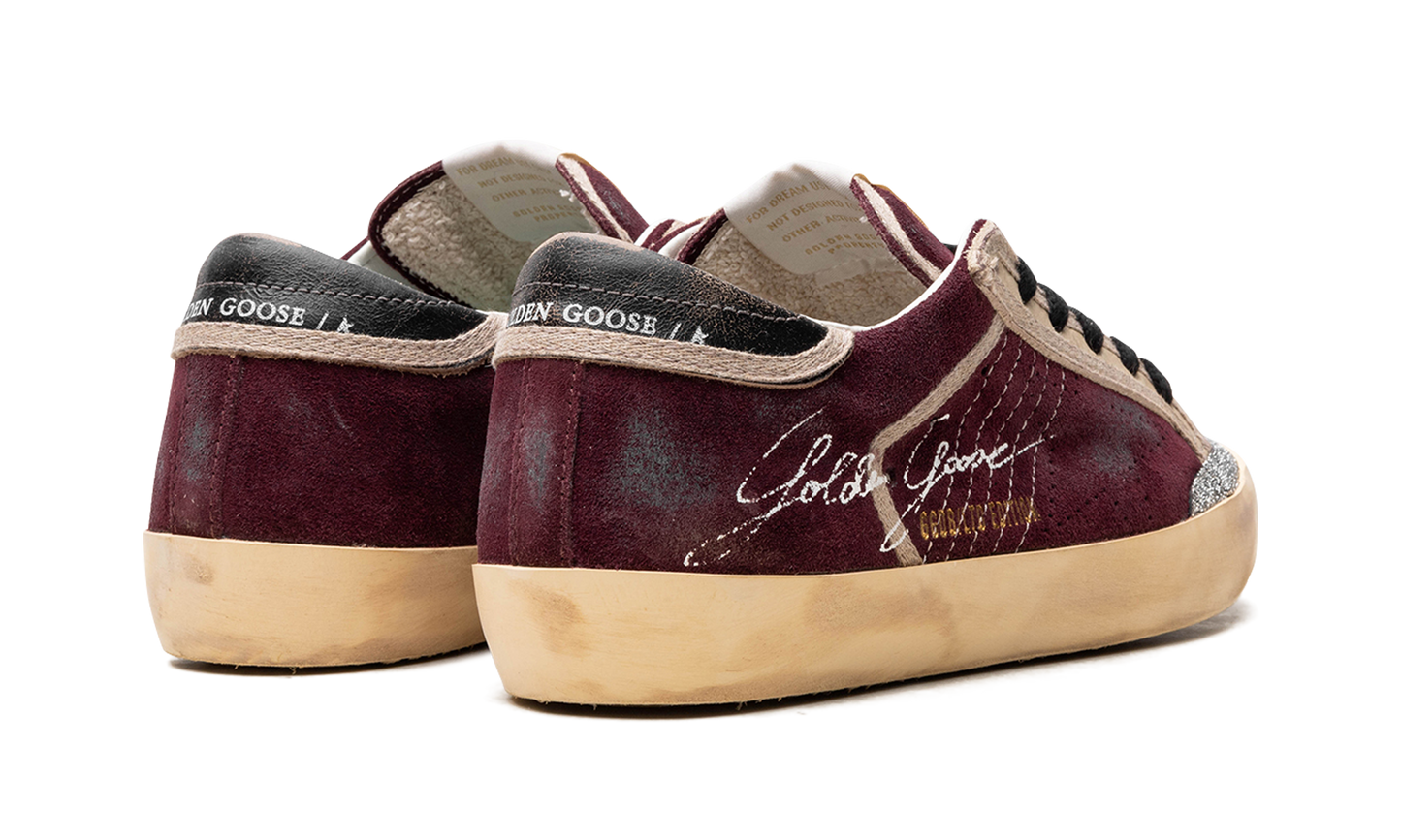 SUPER-STAR PENSTAR SUEDE UPPER CRYSTAL PENSTAR SKATE STAR VINTAGE LEATHER HEEL SIGNATURE FOXING "WINE RED BLACK"