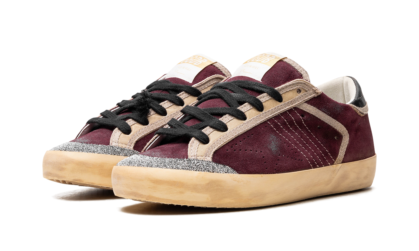 SUPER-STAR PENSTAR SUEDE UPPER CRYSTAL PENSTAR SKATE STAR VINTAGE LEATHER HEEL SIGNATURE FOXING "WINE RED BLACK"