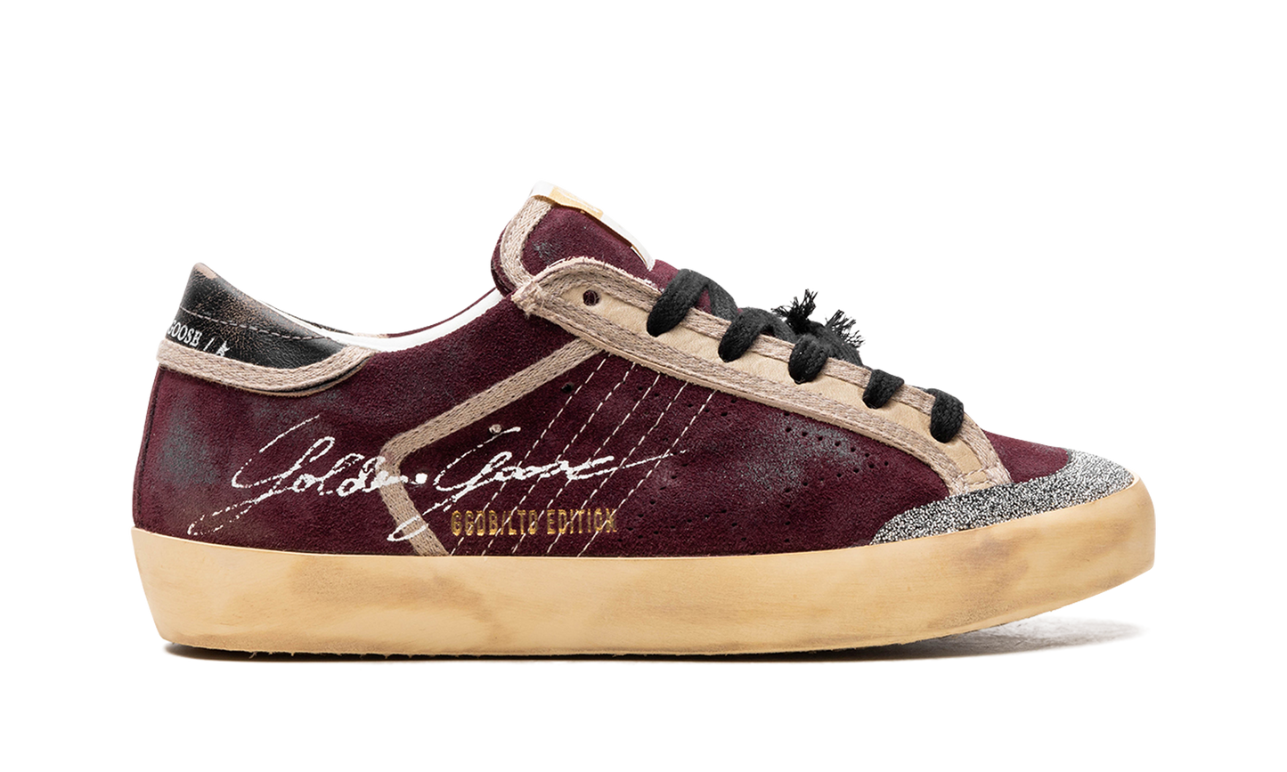 SUPER-STAR PENSTAR SUEDE UPPER CRYSTAL PENSTAR SKATE STAR VINTAGE LEATHER HEEL SIGNATURE FOXING "WINE RED BLACK"